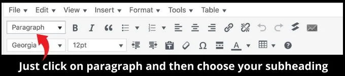 Add Subheading to WordPress using the Classic Editor Updated