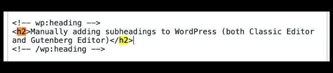 h2 Tags in the Gutenberg Editor