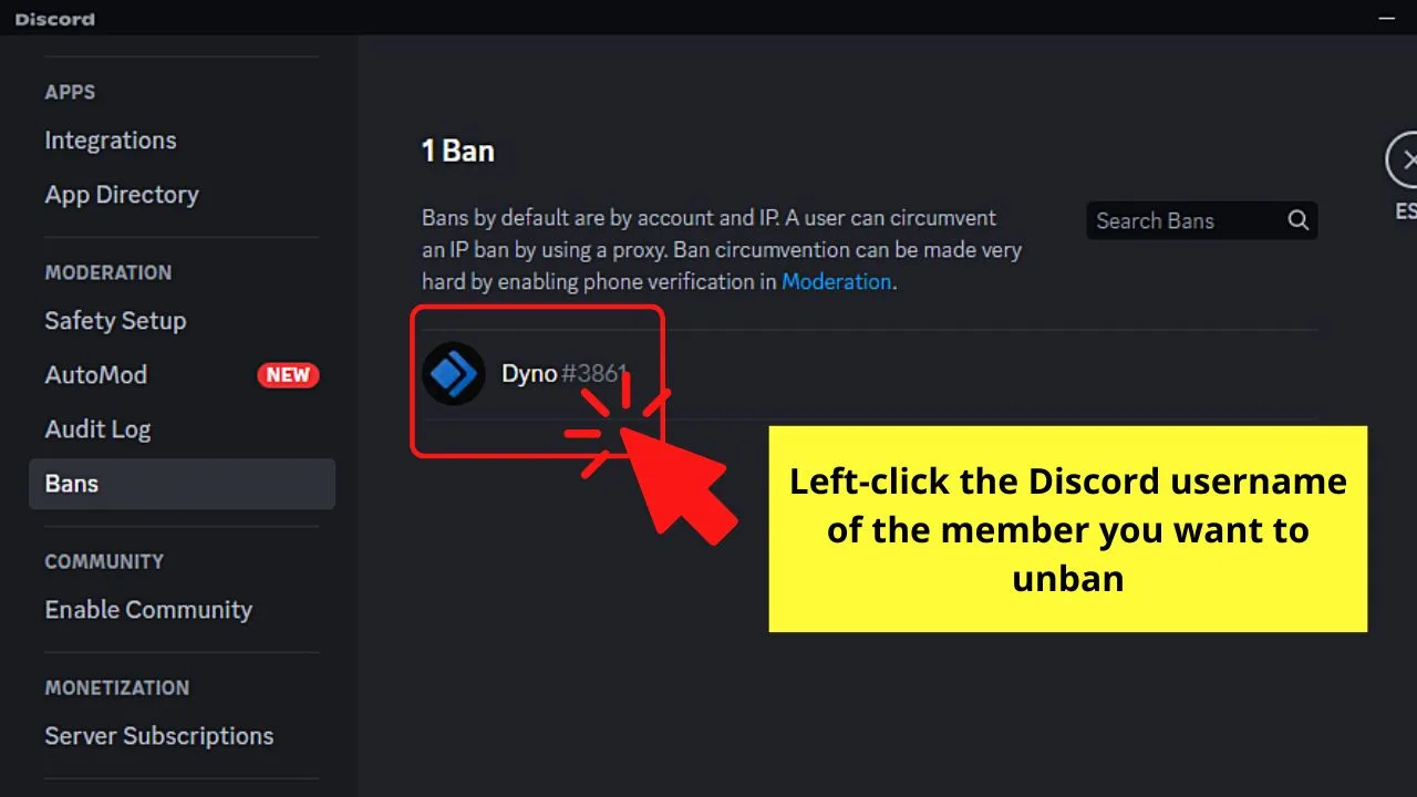 How to Unban Someone on Discord Step 4