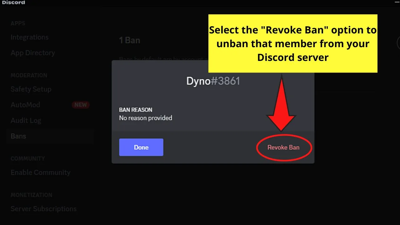 How to Unban Someone on Discord Step 5