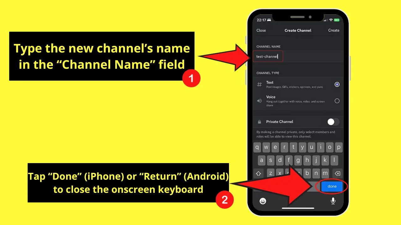 How to Add a Channel on Discord Mobile Step 3