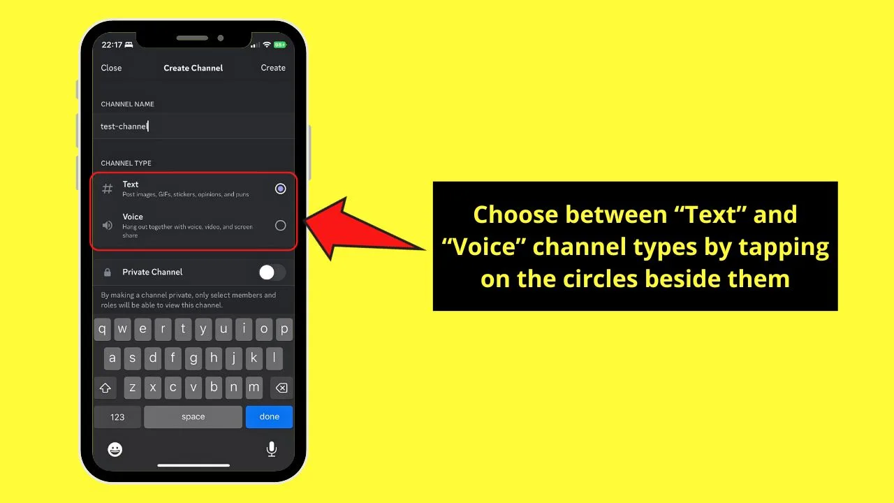 How to Add a Channel on Discord Mobile Step 4