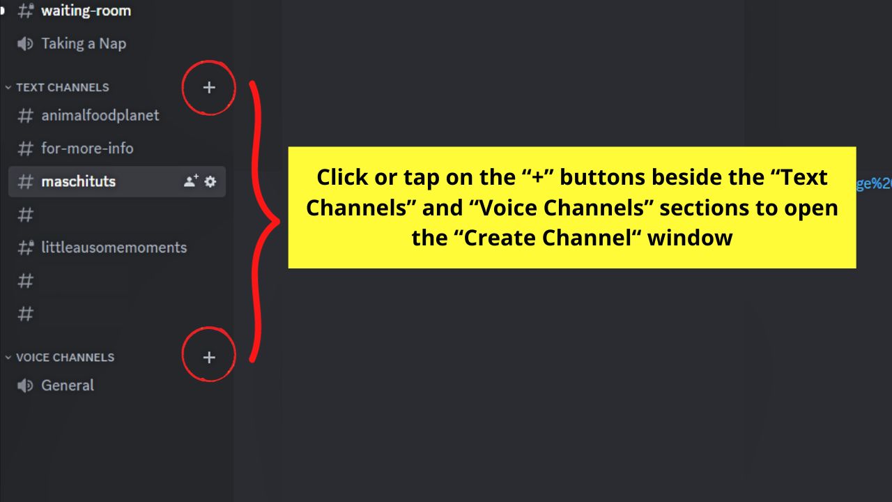 How to Add a Channel on Discord by Clicking the + Icons Beside the Channel Types