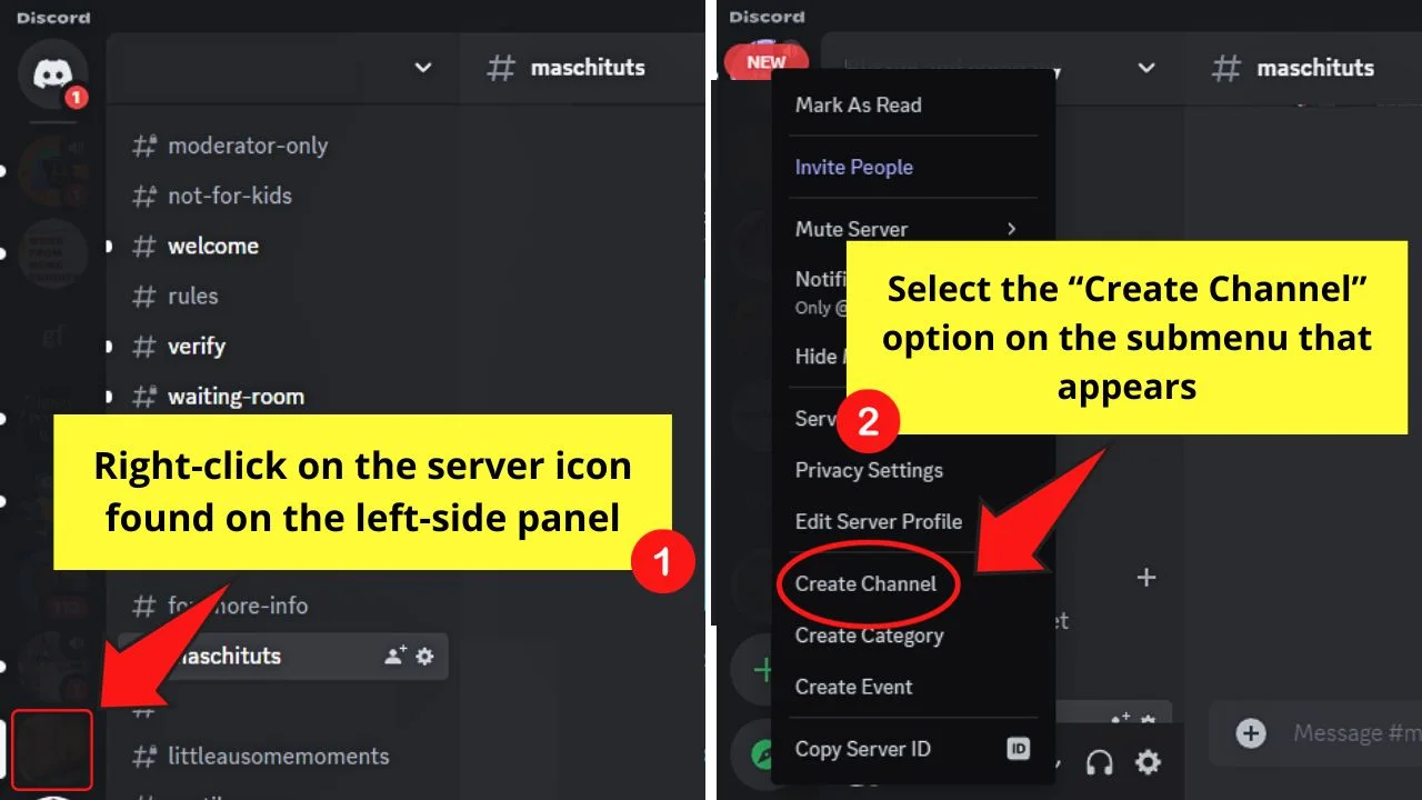 How to Add a Channel on Discord by Right-Clicking on the Server Icon