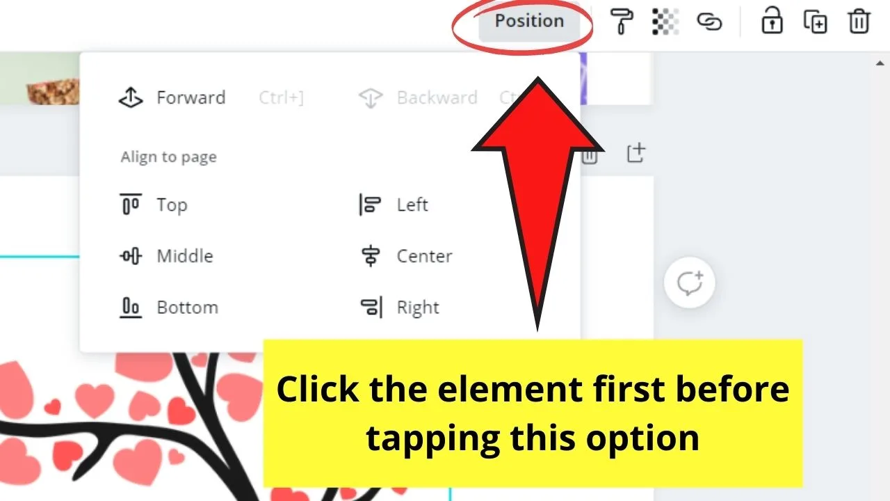 Clicking the Position Button