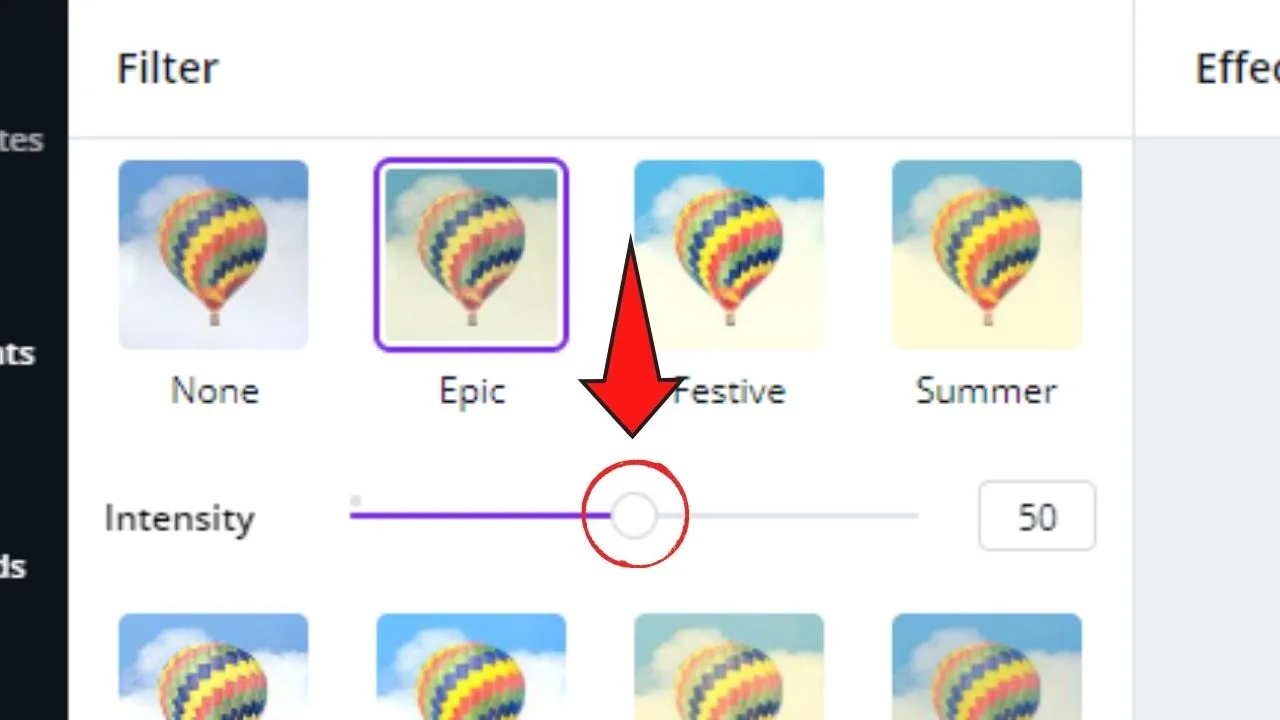 Adjusting Filter Intensity