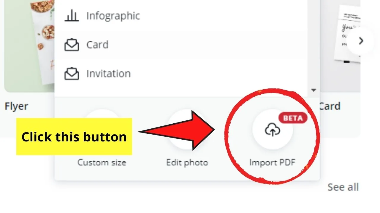 Clicking Import PDF option