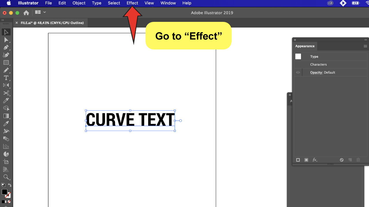Curve Text in Illustrator Step 3