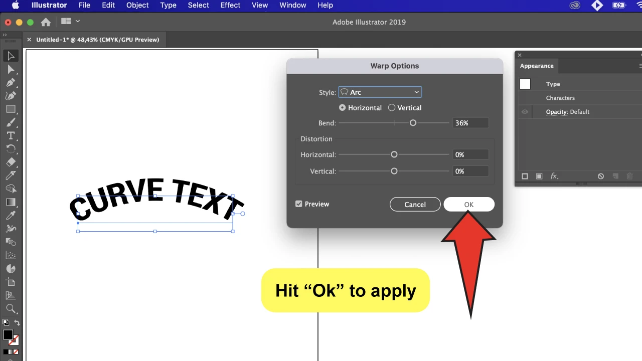 Curve Text in Illustrator Step 6