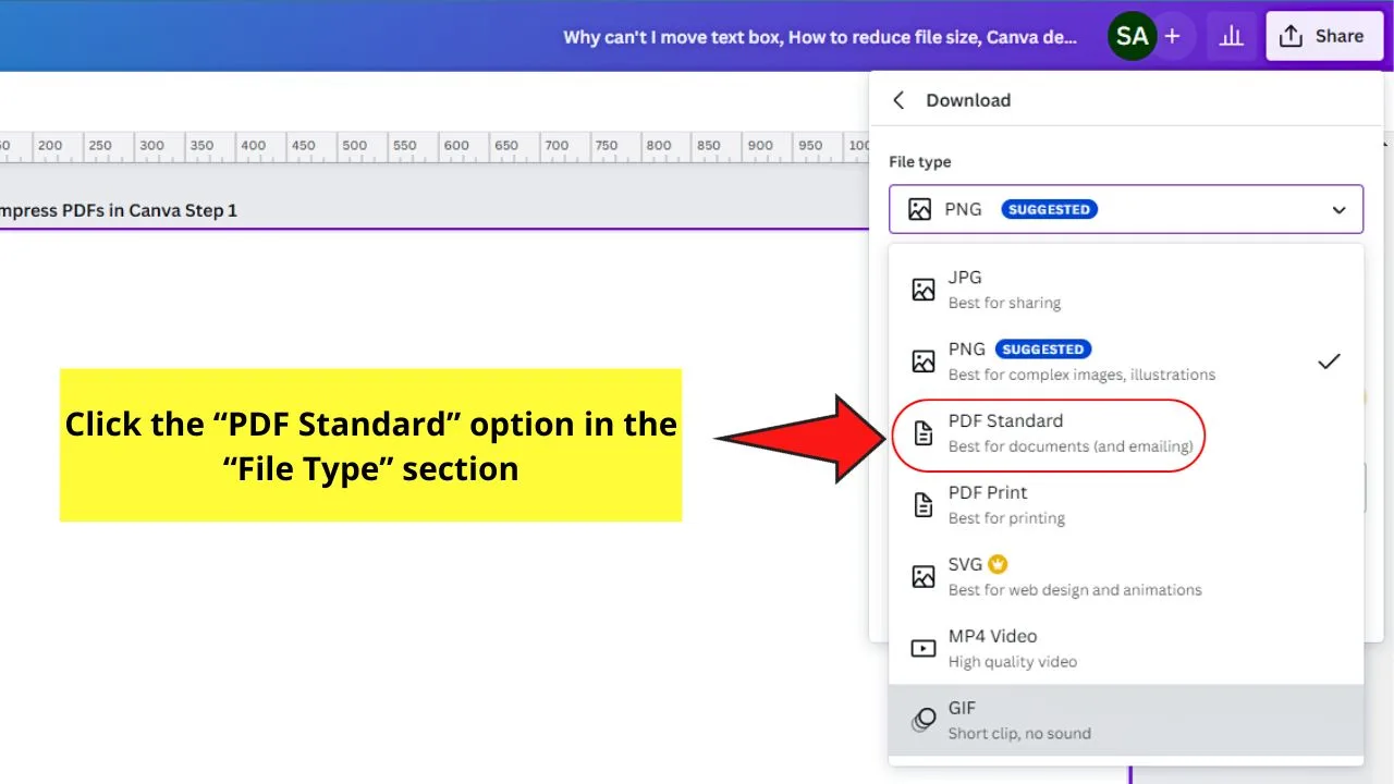 How to Compress PDFs in Canva Step 1