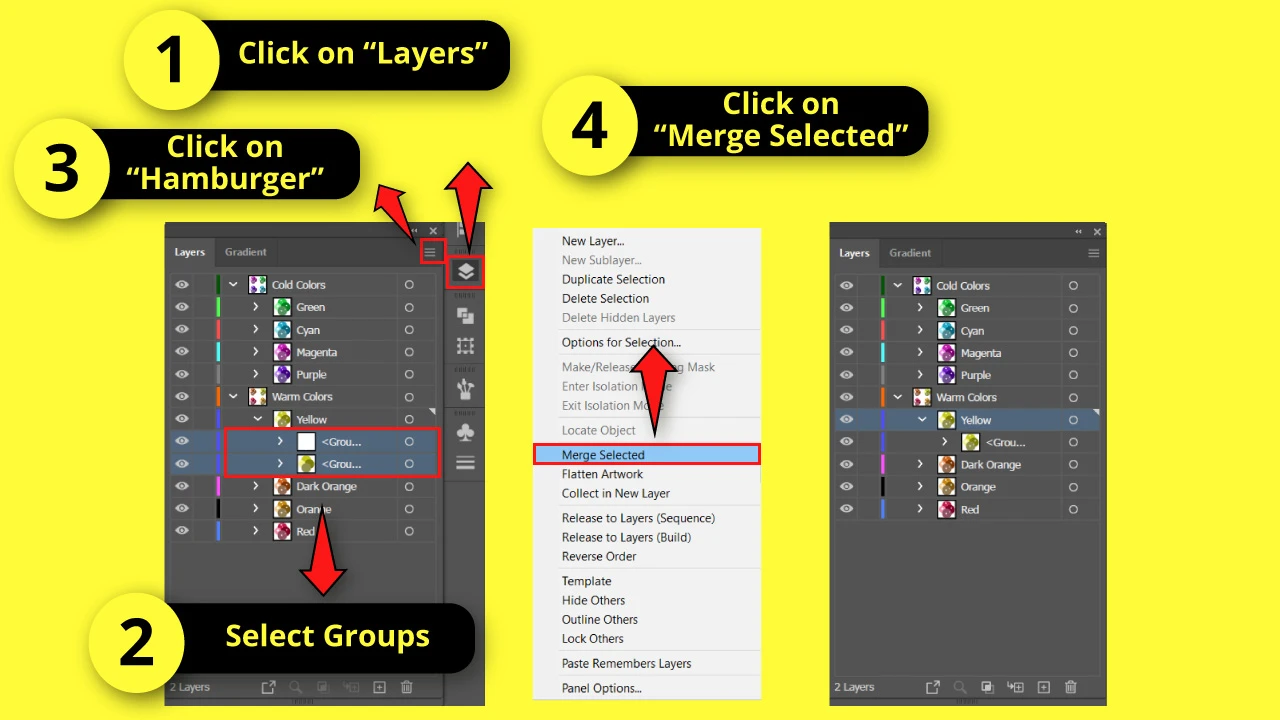 How to Merge Groups in Illustrator Case 1