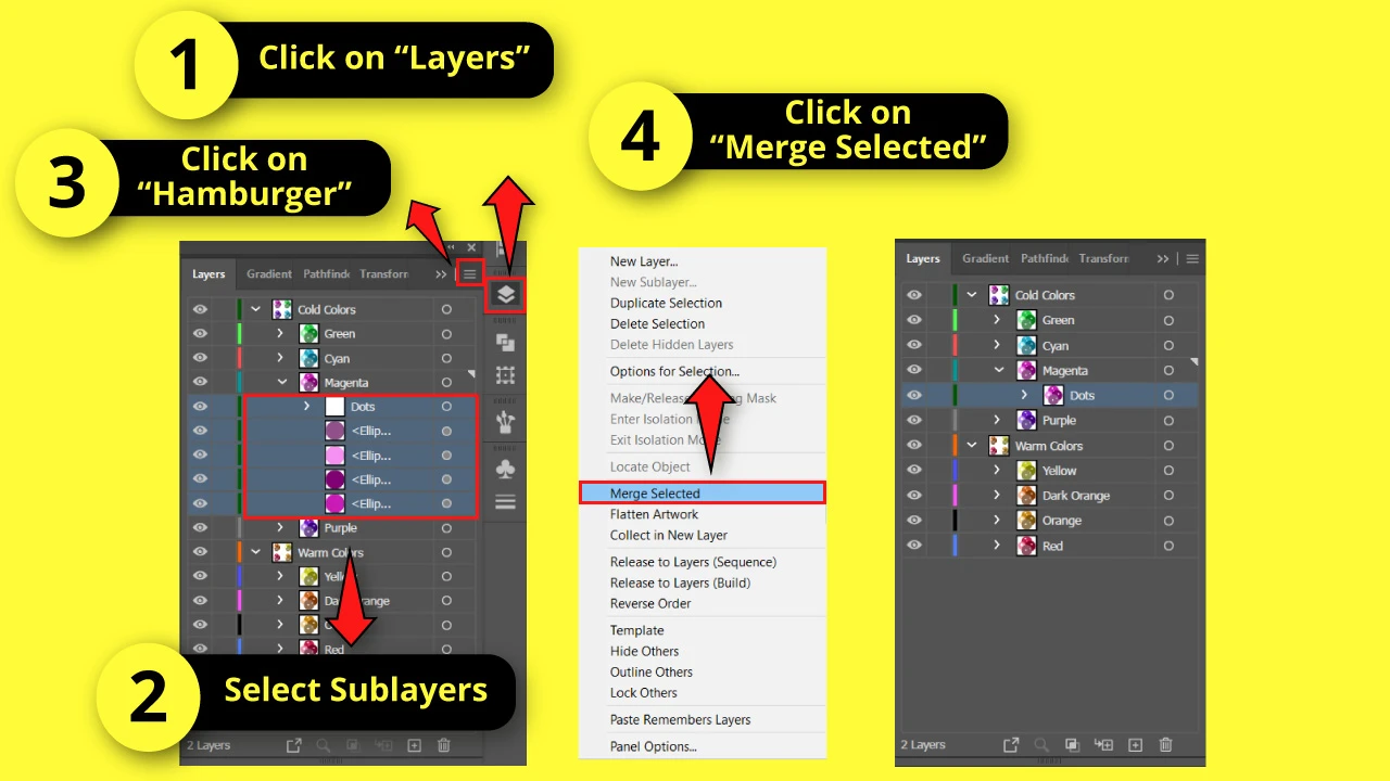 How to Merge Sublayers in Illustrator Case 2