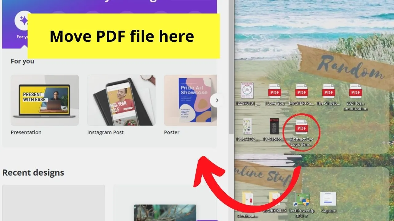 Moving PDF to Canva Home Page