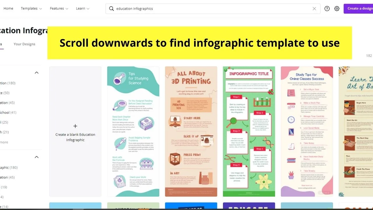 Browsing through Infographic Template Choices