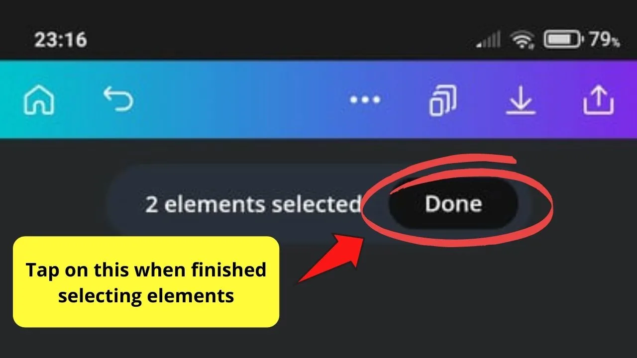 Clicking on Done after Selecting Elements