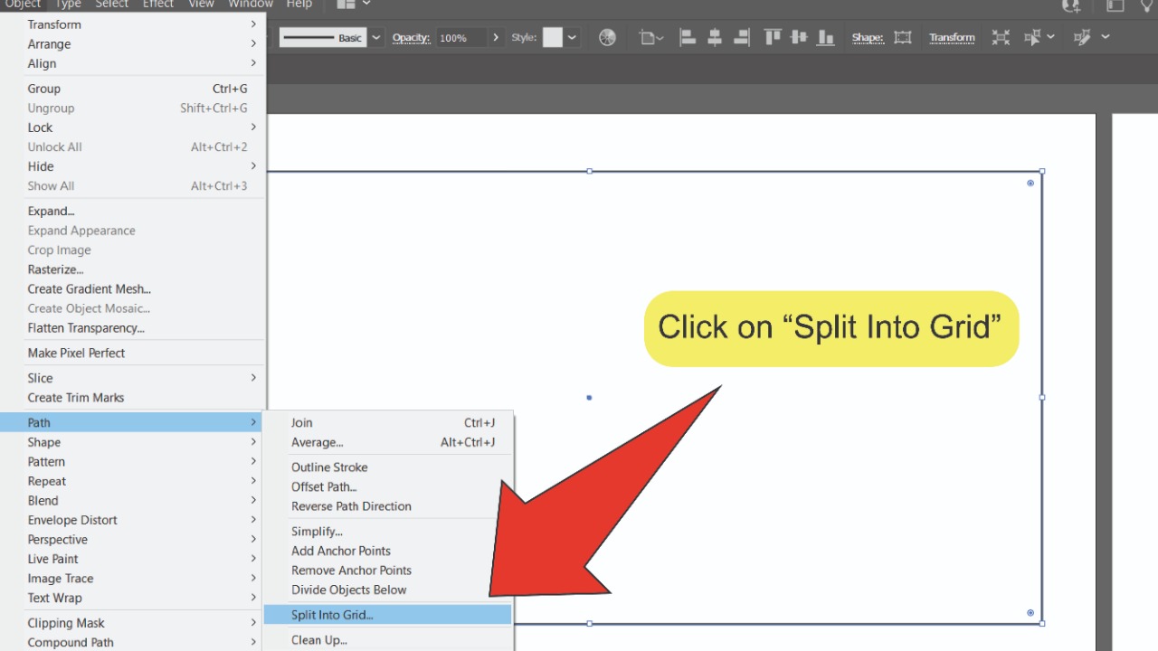 How to create a table in Illustrator Step 4