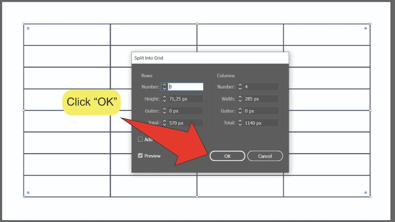 How to create a table in Illustrator Step 6