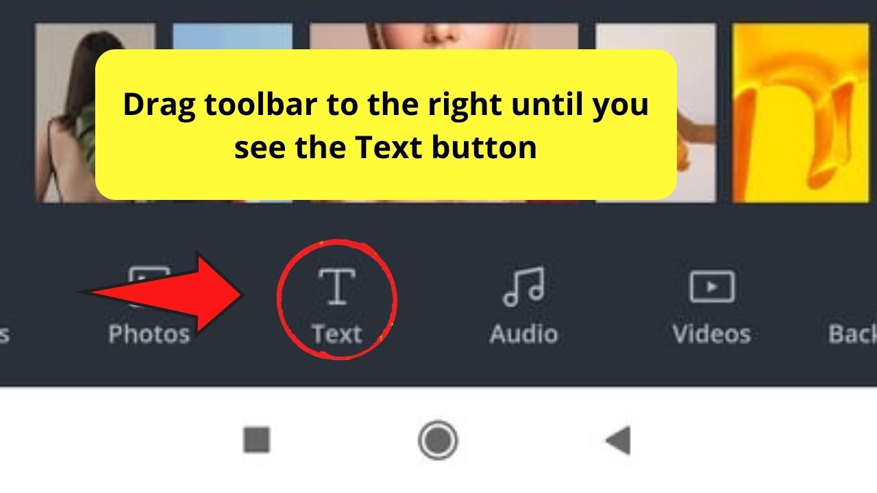 Pressing on the Text Button