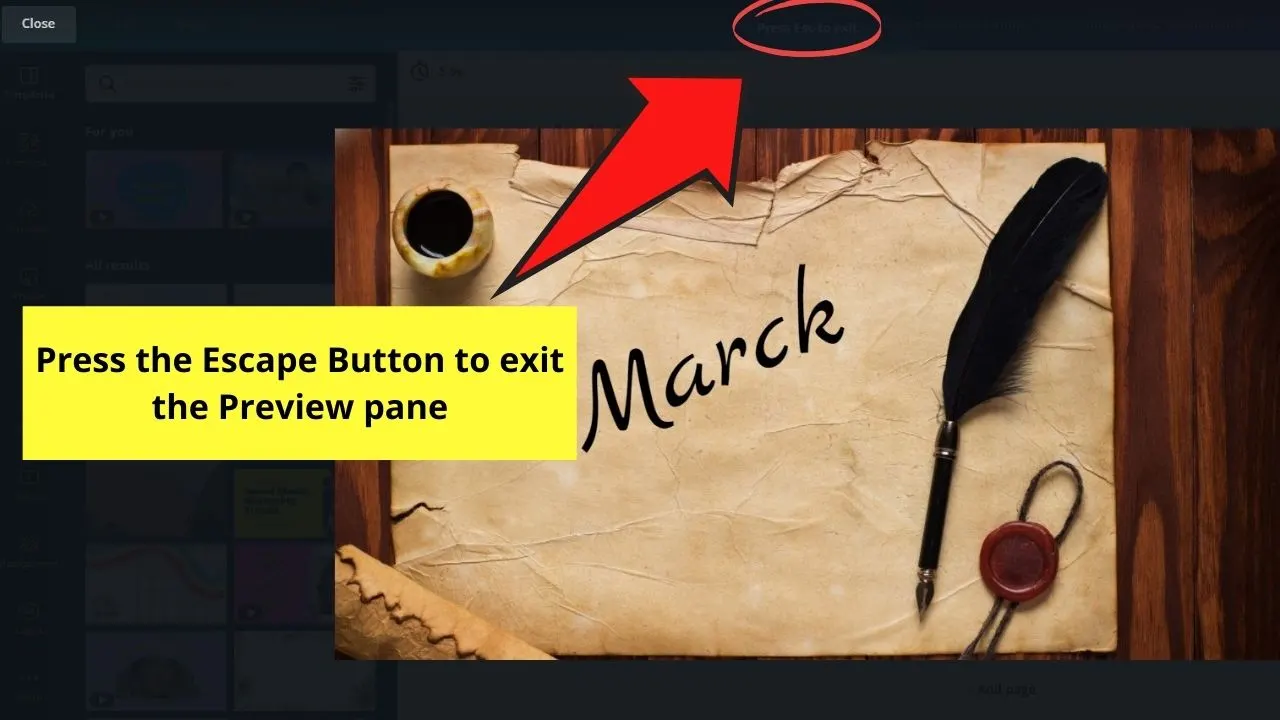 Tapping the Escape Button to Exit Preview Mode