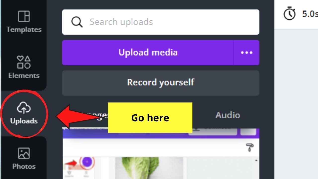 Uploads Button in Canva