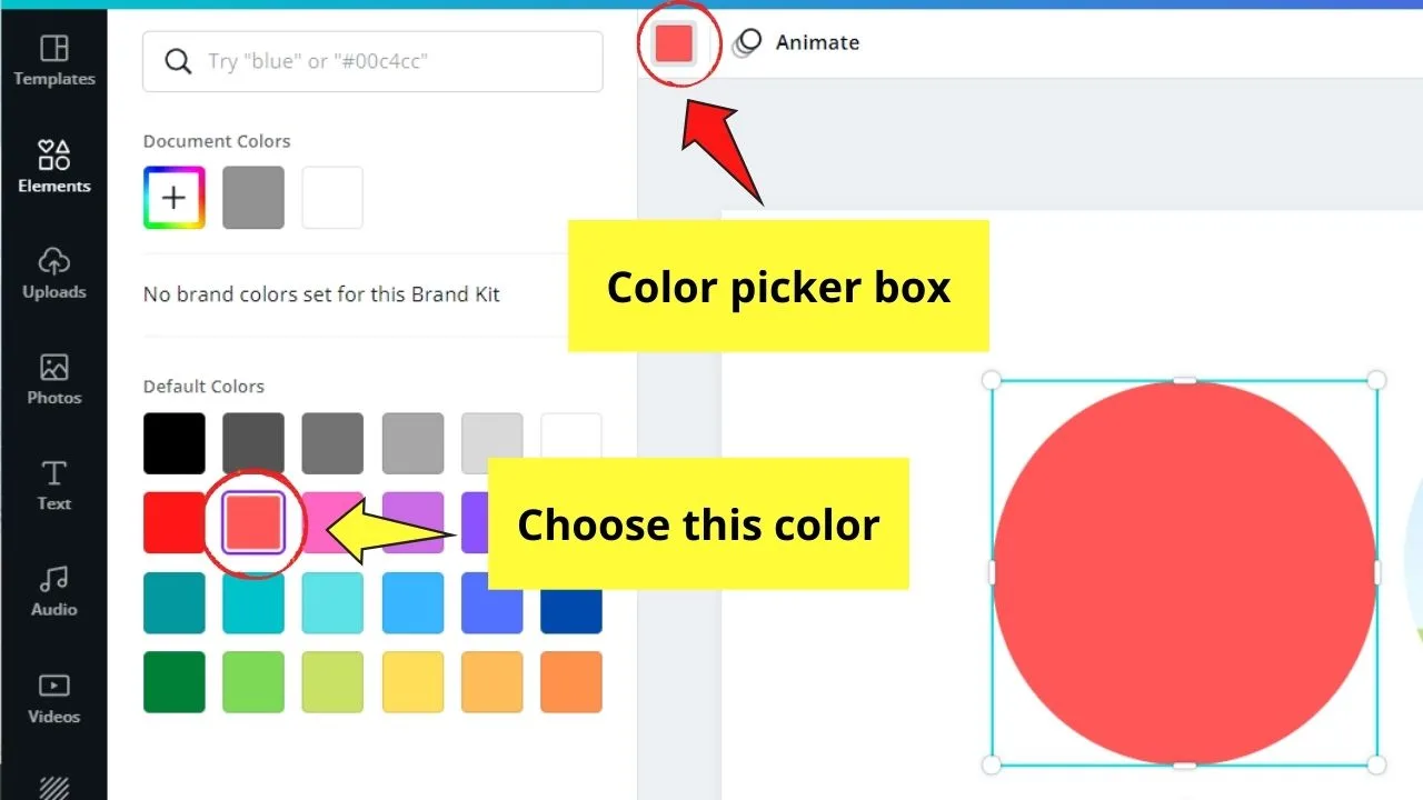 Choosing Color for Circle