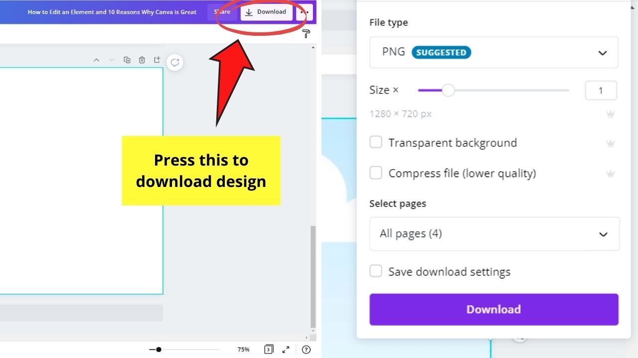 Download Button in Canva