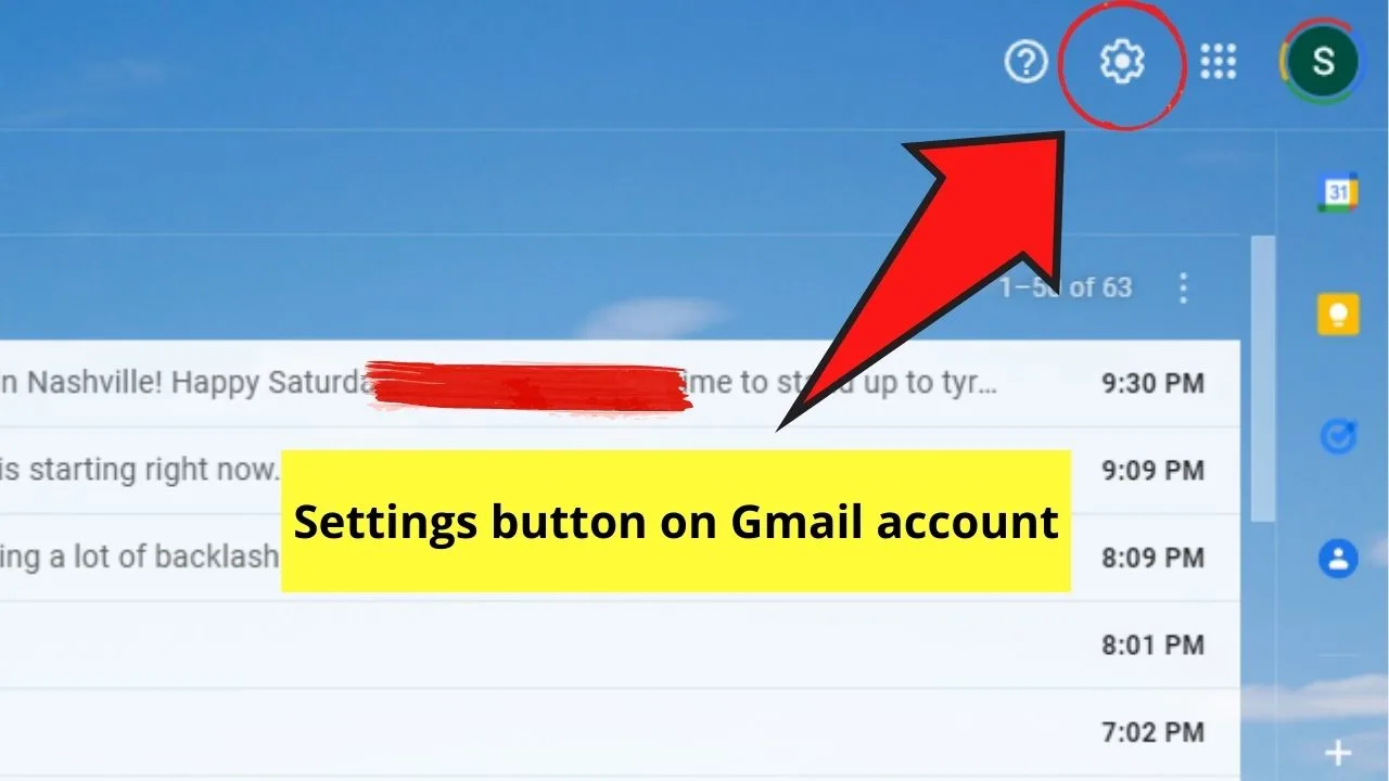 Gmail Settings Button