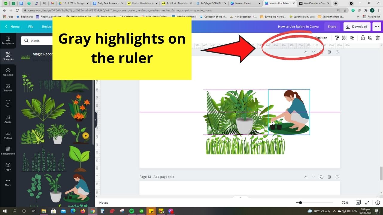 Use the Ruler’s Gray Highlights as Placement Guides to Use Rulers in Canva Step 3