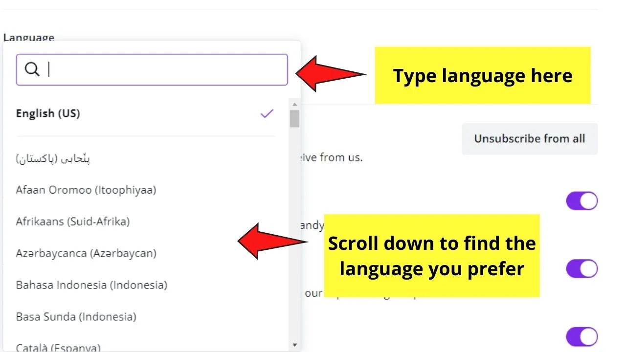 How to Change the Language on Canva App Step 4
