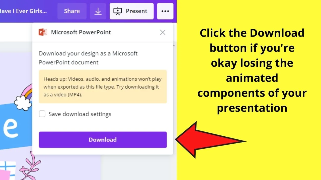 How to Download a Presentation in ppt Format (Powerpoint) in Canva Step 4.1