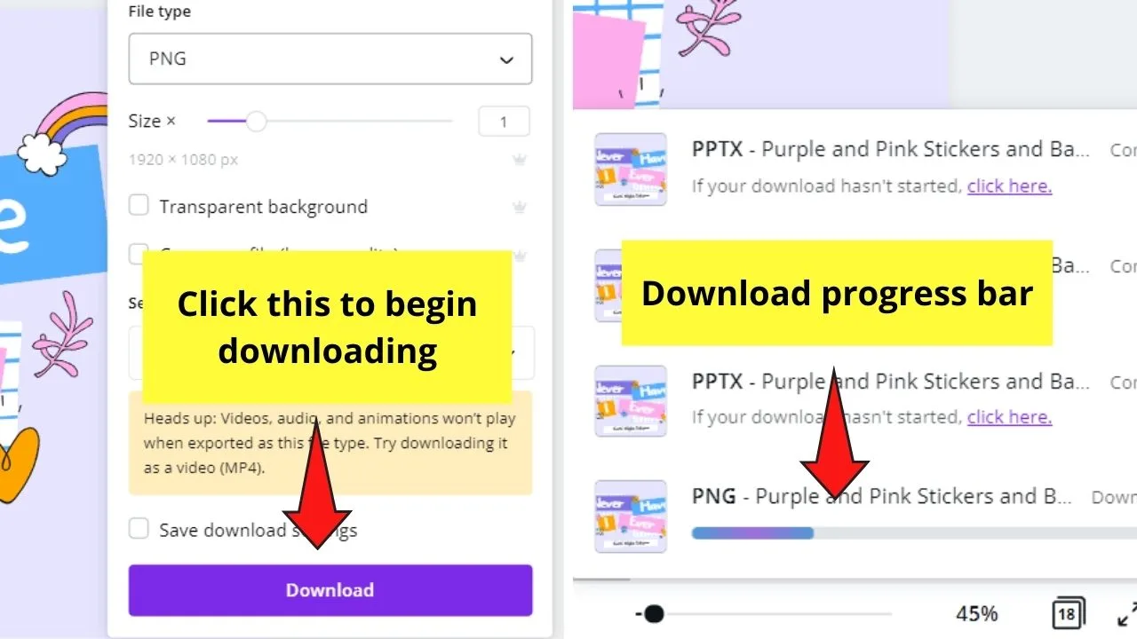 How to Download a Presentation in ppt Format (Powerpoint) in Canva without Losing Format Step 3