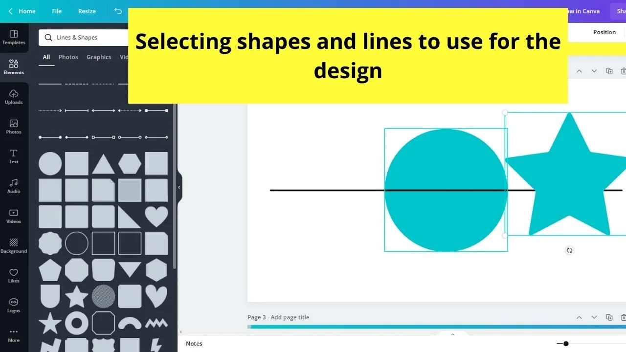 How to Draw on Canva Step Using Lines and Shapes Step 3