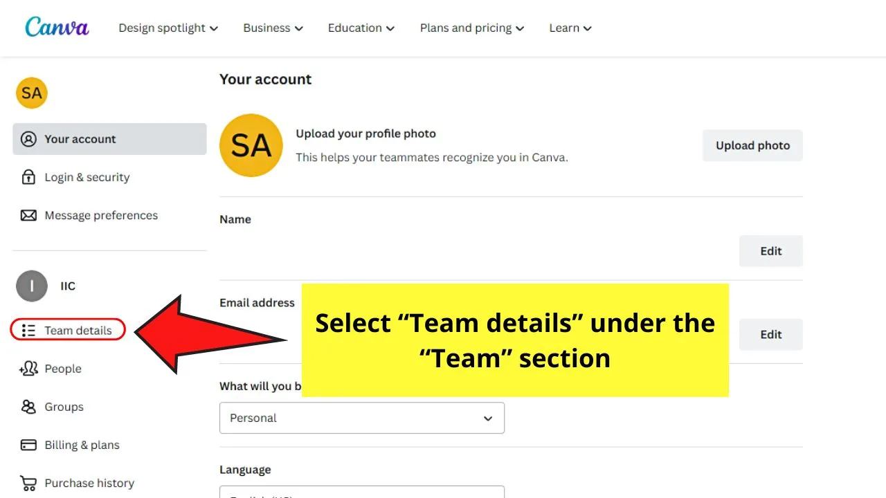 How to Leave a Canva Team Step 4