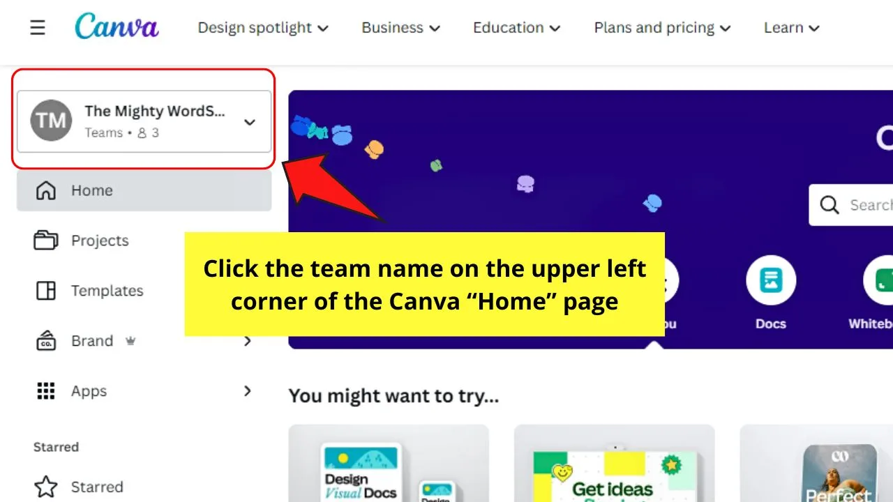 How to Leave a Canva Team by Changing Your Email Address Step 1