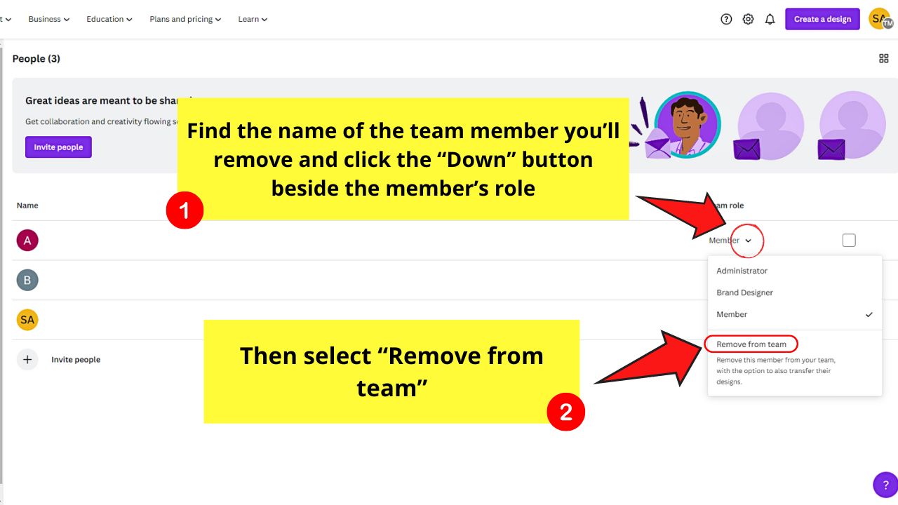 How to Remove Someone from Your Very Own Canva Team Step 4