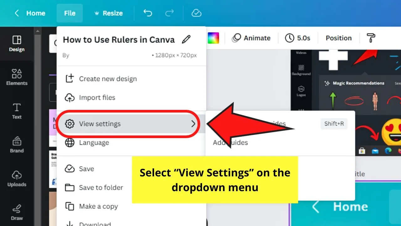 How to Show Rulers in Canva Step 2