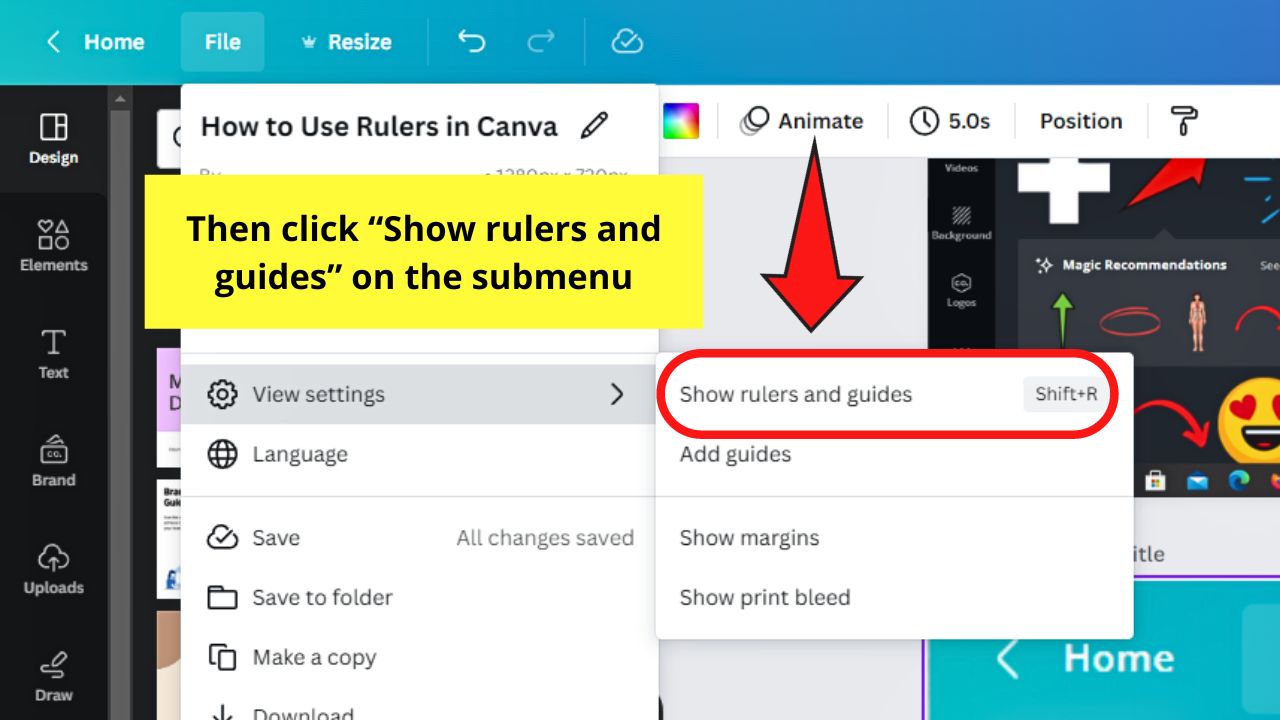 How to Show Rulers in Canva Step 3