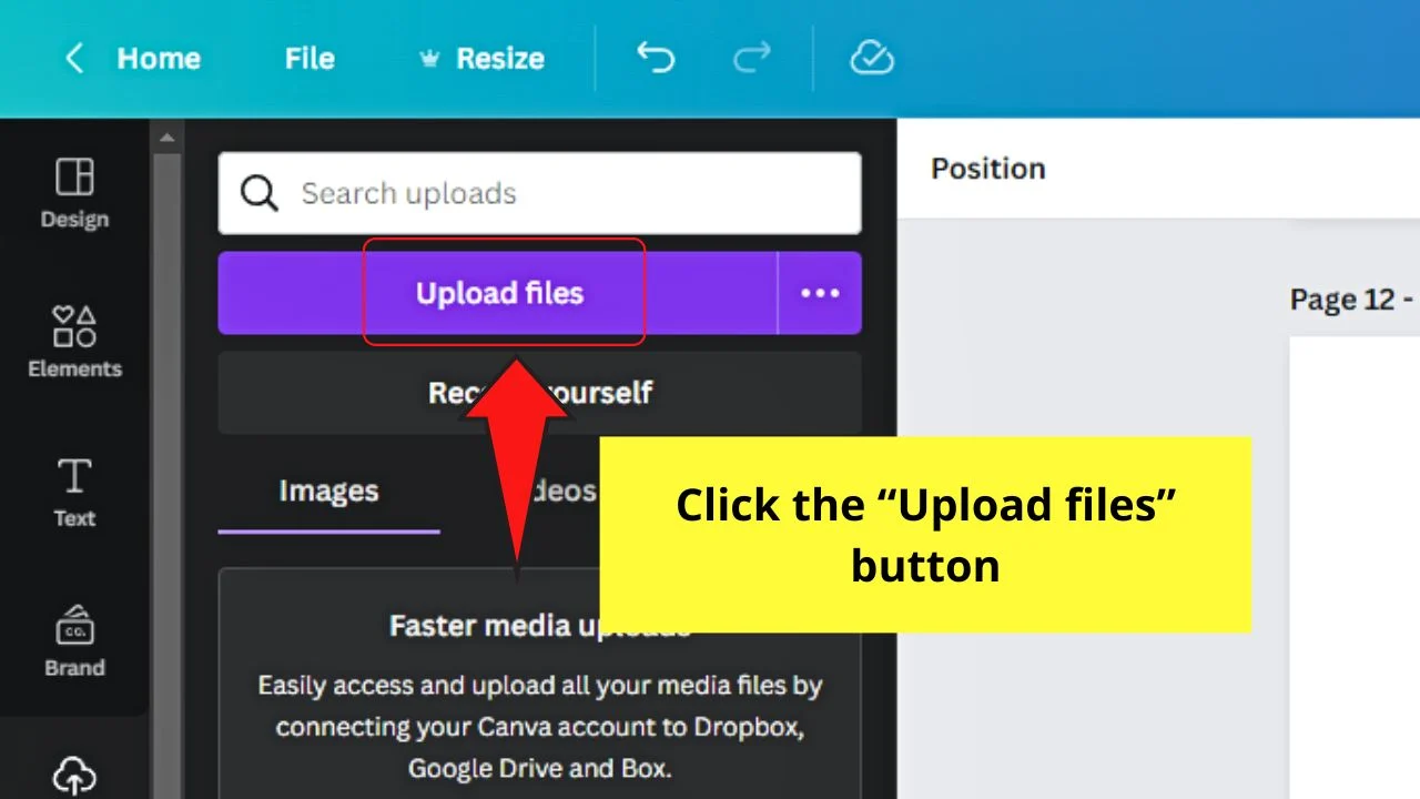 How to Upload a Video to Canva Step 2