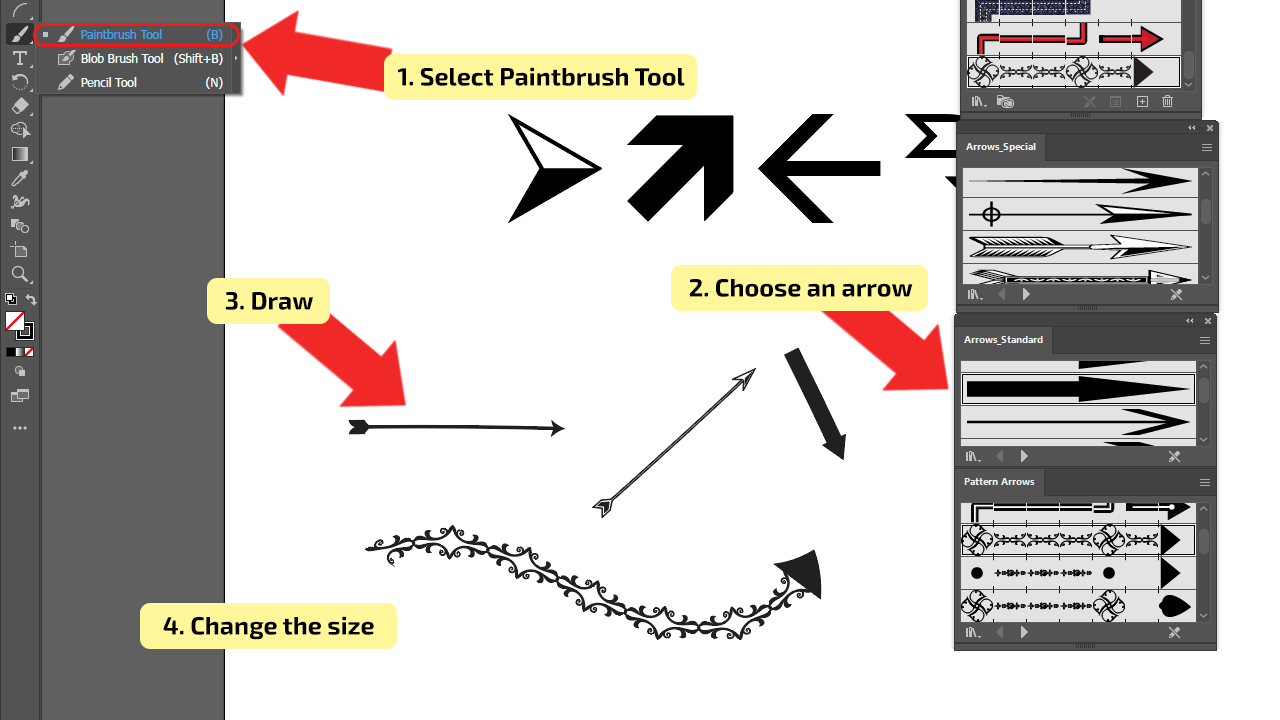 How to make arrows in Illustrator using brushes step 3