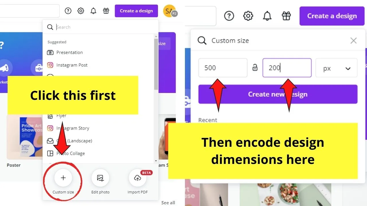 Inputting Design Dimensions