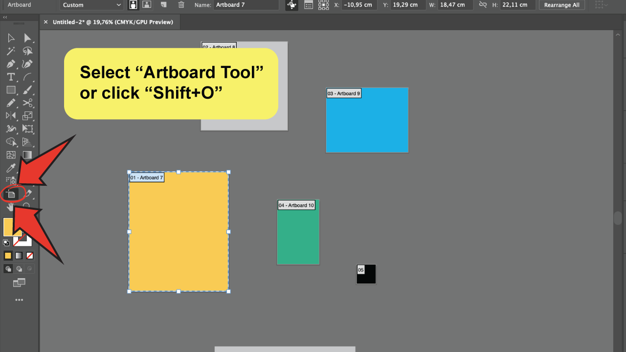 Rearrange artboards in Illustrator Step 1