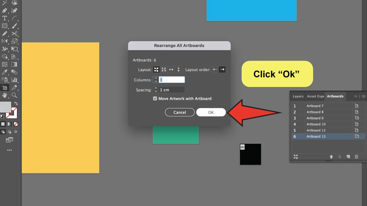 Rearrange artboards in Illustrator Step 5-a