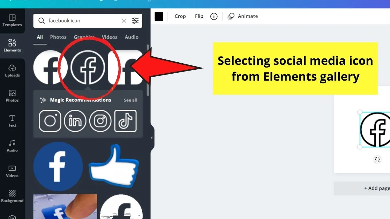 Selecting Social Media Icon to Use