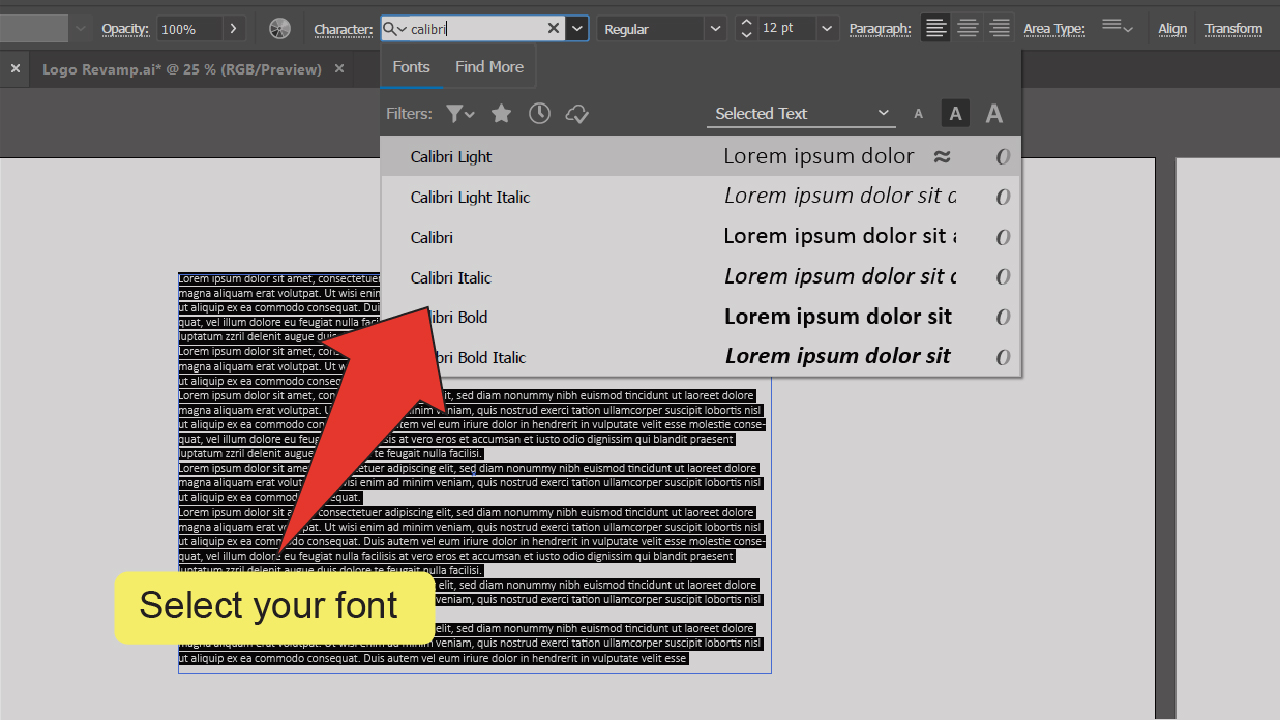 How to import fonts into Illustrator (downloaded outside of Illustrator) Step 13