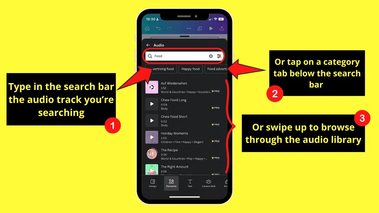How to Add Music in Canva Mobile App Step 4