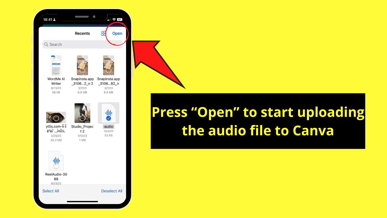 How to Add Your Own Music on Canva Mobile Step 4