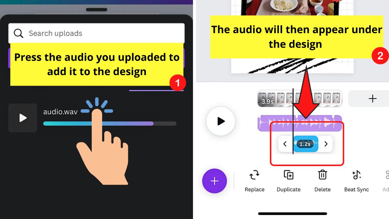 How to Add Your Own Music on Canva Mobile Step 5