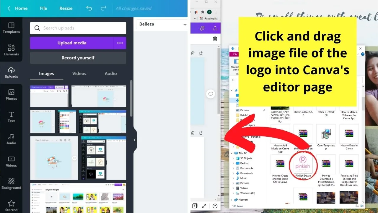 How to Change the Logo Color in Canva Uploaded to Canva Step 1