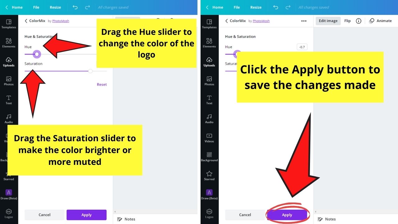 How to Change the Logo Color in Canva Uploaded to Canva Step 6.1