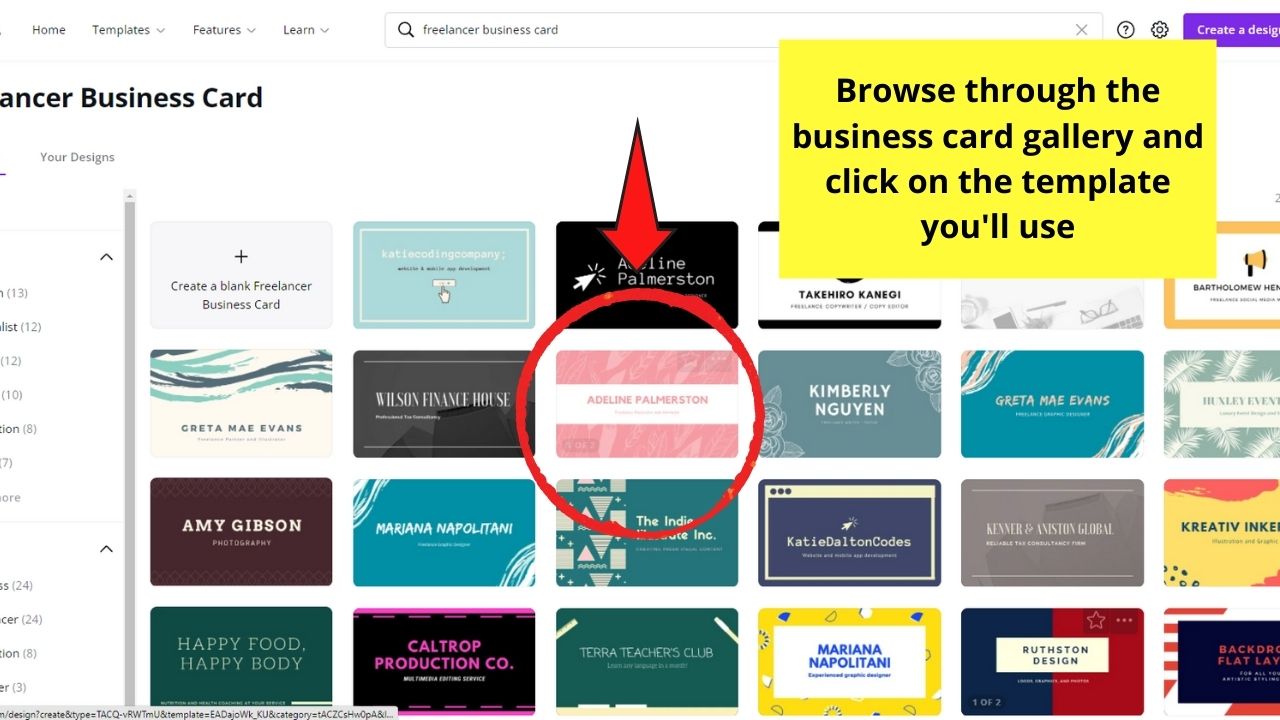 How to Create Business Cards in Canva Step 2